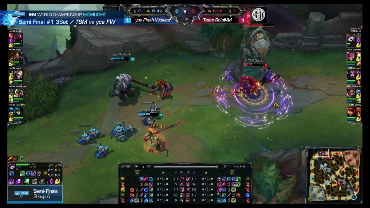A조 준결승 Team SoloMid vs yoe Flash Wolves 3세트 하이라이트 썸네일