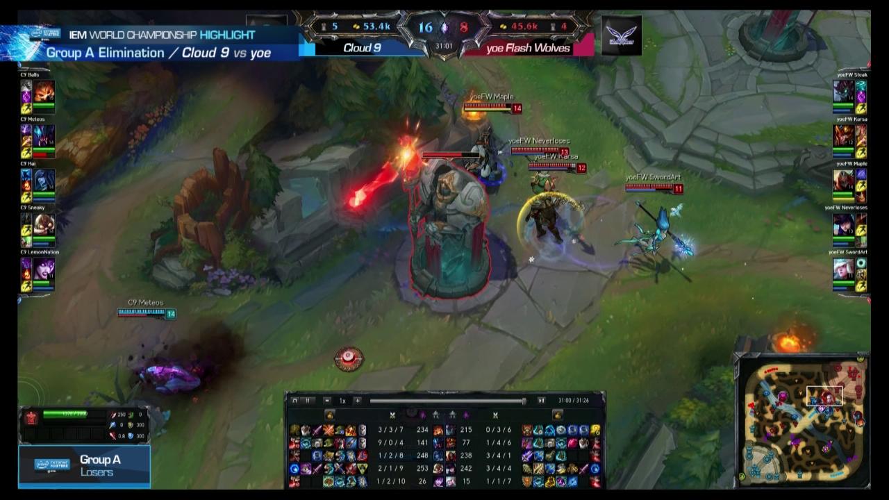 A조 Elimination Cloud 9 vs yeo Flash Wolves 하이라이트 썸네일