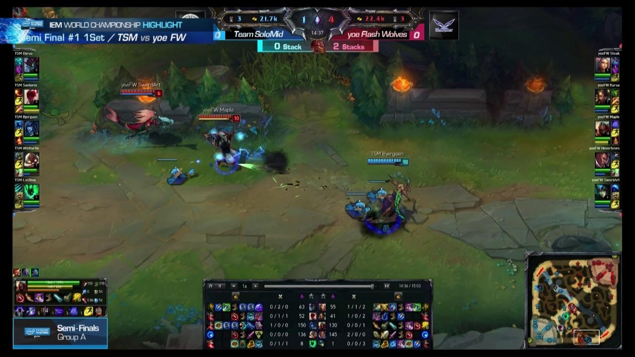 A조 준결승 Team SoloMid vs yoe Flash Wolves 1세트 하이라이트 썸네일