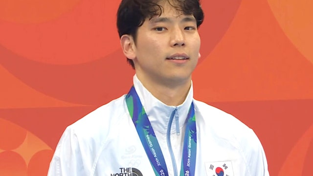 '2회 연속 동메달!' 남자 100m 배영 시상식