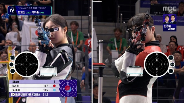 첫 번째 사격을 마무리한 대한민국 선수들