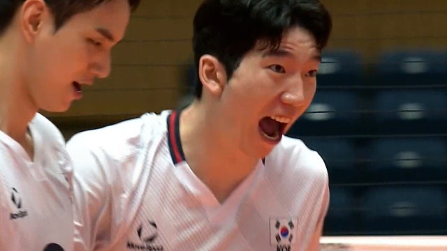 '허수봉-이상현-신호진' 연속 득점으로 2세트 승기 잡은 대한민국