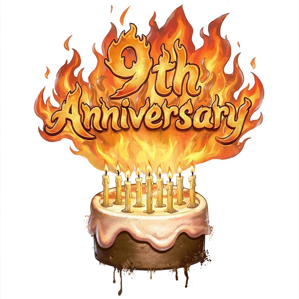 9주년 기념 불타는 케이크 (스프레이)