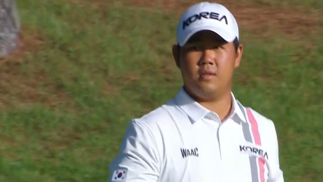 17번 홀에서 오늘 첫 보기 기록하는 김주형